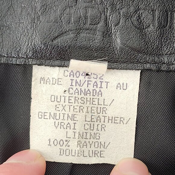 Vtg Late 90s Early 00s Women's Genuine Leather Long Black Button-Up Jacket Rock - Picture 12 of 16